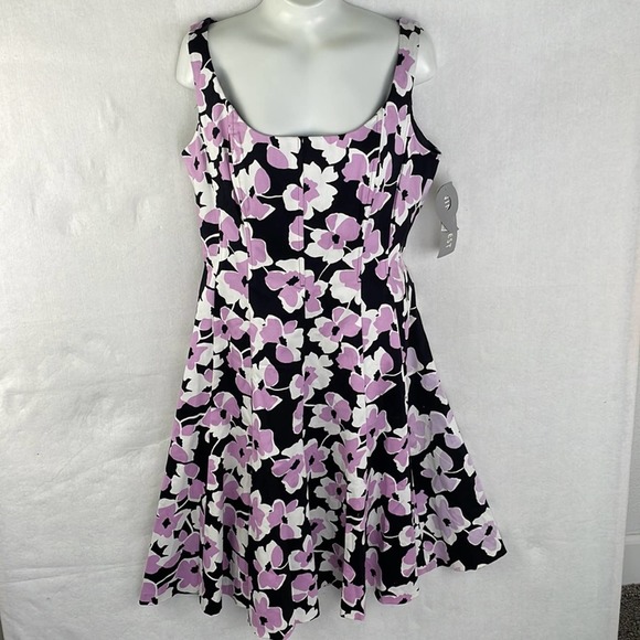 Nine West Dresses & Skirts - NWT. NINE WEST fit and flare dress. Black, purple floral. Size 8